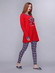 Женская пижама U.S. Polo Assn с длинным рукавом L красная (15521)
