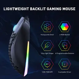 Комп'ютерна мишка Onikuma CW96 провідна з RGB підсвіткою 7200 DPI 8 кнопок легка для ПК і ноутбука - мініатюра 4