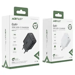 Мережевий зарядний пристрій Acefast a21 30 W gan single usb-c charger black - мініатюра 4