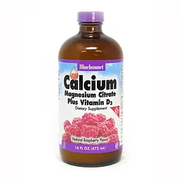 Вітаміни та мінерали Bluebonnet Nutrition Calcium Magnesium Citrate plus Vitamin D3, 472 мл - Малина