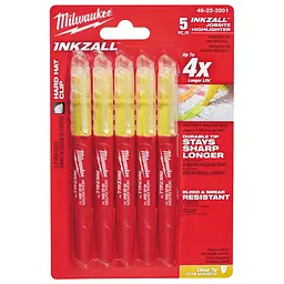 Набір маркерів для тексту INKZALL MILWAUKEE, жовтих, (5шт)