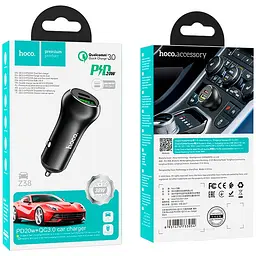 Автомобільний зарядний пристрій Hoco Z38 1USB + Type-C QC 3.0 Black - мініатюра 4