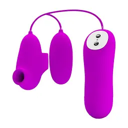 Вібратор з вакуумним стимулятором клітора Pretty Love Suction Vibro Bullets рожевий - мініатюра 4