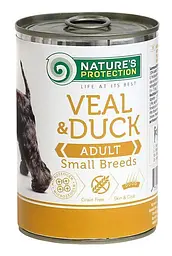 Вологий корм для собак малих порід з телятиною та качкою Nature's Protection Adult small breed Veal & Duck, 400г