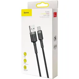 Кабель Baseus Cafule Type-C Cable 2A (3m) gray/black (CATKLF-UG1) - мініатюра 3