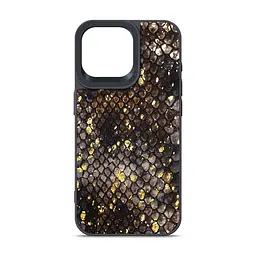 Кожаный чехол для Apple iPhone 14 Pro Max, Harder Nagas, черный, термополиуретан ТПУ + экокожа с имитацией кожи Наги, панель, защита корпуса, противоударный, микрофибра, рамка вокруг камеры, защита всего корпуса, (ARM76757)