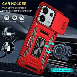 Ударостійкий чохол Camshield Army Ring для Xiaomi Poco X6 Pro Червоний / Red - мініатюра 5