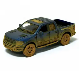 Дитяча модель машинки пікап Ford F-150 SVT Raptor-Supercrew Muddy Kinsmart KT5365WY інерційна, 1:46 Blue
