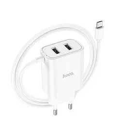 Адаптер сетевой Hoco Micro USB Cable Courser dual-port charger C103A 2USB, 2.1A