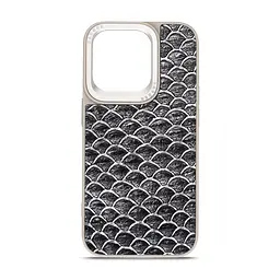 Кожаный чехол для Apple iPhone 15 Pro, Harder Virgin Mermaid, серый, термополиуретан ТПУ + экокожа с морской чешуйчатой текстурой, панель, защита корпуса, противоударный, микрофибра, рамка вокруг камеры, защита всего корпуса, (ARM76820)