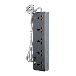 Мережевий фільтр Hoco AC14A Rico 5-position socket (PD30W/1C3A) (EU) Black