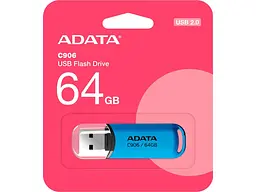 USB флеш накопичувач ADATA 64 GB C906 USB 2.0 Blue (AC906-64G-RWB) - мініатюра 4