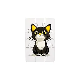 Деревʼяний пазл-розмальовка А5 "Котик" PuzzleOK Puz-22938 пензлик, фарби, клейка плівка - мініатюра 4