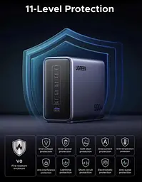 Зарядний пристрій Ugreen 500W GaN Nexode X759 6 портів 1U+5C EU вилка - мініатюра 4
