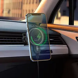 Автотримач HOCO CA85, магнітний з бездротовою зарядкою 15W та кріпленням у повітропровід, чорний - мініатюра 4
