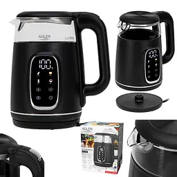 Електрочайник Adler AD 1305 black silver 1850-2200 Вт 1.7 л скло встановлення температури - мініатюра 6