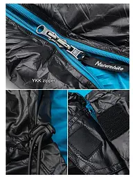 Спальник Naturehike CW400 L (NH18C400-D) з натуральним пухом чорно-блакитний - мініатюра 2
