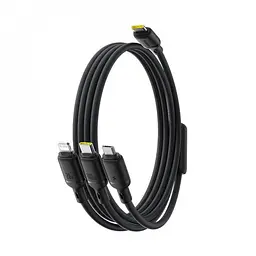 Кабель Baseus Silky One-for-Three Fast Charging Type-C to Micro USB+Lightning+Type-C 100W 1.5m black (P10377706123-00) - мініатюра 7