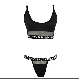 Комплект еротичної білизни Sexy Baby з сіткою M-L Чорний - мініатюра 2