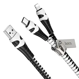 Кабель Hoco U97 2 в 1 USB to Lightning/ Type-C 1 м чорний, білий