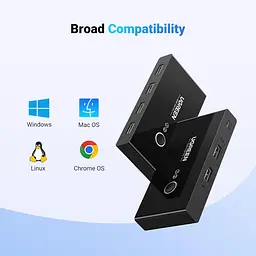 Комутатор UGREEN US216 2 In 4 Out USB 2.0 Switch Box 1.5 м Black (30767) - мініатюра 8