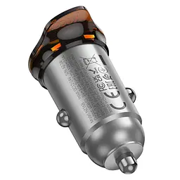Автомобільний зарядний пристрій Hoco NZ16B 2 Type-C PD 45W metal grey - мініатюра 5