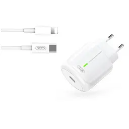 Мережевий зарядний пристрій XO L113 PD 20W (1USB-C) з кабелем Type-C - Lightning білий