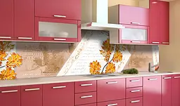 Вініловий кухонний фартух Дубове листя наклейка для кухні ПВХ місто Абстракція Бежевий Happy Pocket Z181438 - мініатюра 2