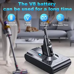 Акумулятор 7000 мА·год для пилососа Dyson V8 із 5 фільтрами