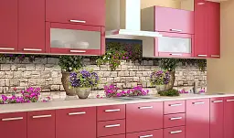 Вініловий кухонний фартух Happy Pocket Петунья наклейка для кухні кам'яна кладка Текстури Коричневий Z181674