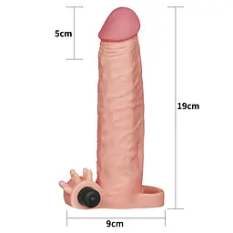 Насадка на пеніс із вібрацією Lovetoy Pleasure X-Tender Vibrating Penis Sleeve Flesh, +5 см (тілесний) - мініатюра 2