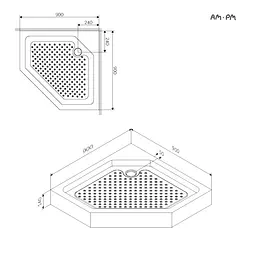 Душовий піддон Am.Pm Gem 90x90 см білий W90UT-405-090BT, Білий, білий - мініатюра 5