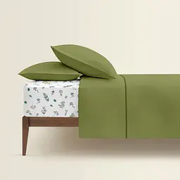 Комплект постільної білизни Cosas євро з простирадлом на резинці AVOCADO CS4 200 x 220 см (Ranfors74_Avocado_El-FoliageBirds_200) - мініатюра 2