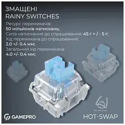 Клавіатура GamePro Asgard Valhalla Pro MK160B-D-Pro Rainy Switch Wireless/Bluetooth/USB UA Black (MK160B-D-Pro) - мініатюра 8