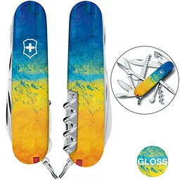 Ніж Victorinox Huntsman Ukraine 91мм 15функ Жовто-синій малюнок