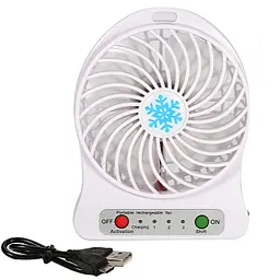 Вентилятор настільний акумуляторний 18650 USB діаметр 10см Portable Fan Mini білий