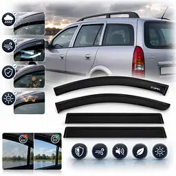 Дефлектори вікон для Opel Astra G 1998-2009 Caravan Скотч 3M Voron Glass - мініатюра 2