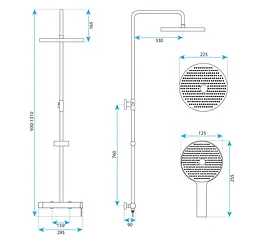 Душова система Rea Foss Clif nickel brushed REA-P5646 - мініатюра 8