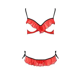 Комплект білизни Passion Exclusive CHERRY SET OpenBra L/XL, red, відкритий ліф, трусики-спідничка - мініатюра 5