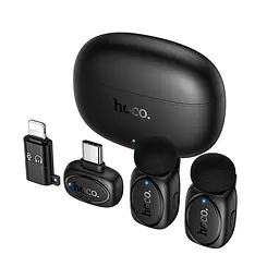 Бездротова мікрофонна система HOCO L19 Graceful dual-mic (iP/Type-C) Black (6942007655477)