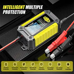 Імпульсний зарядний пристрій 12V/6A автомобільний АКБ Foxsur FTC-1206 Тестер автомобільних акумуляторів Yellow (19441) - мініатюра 11
