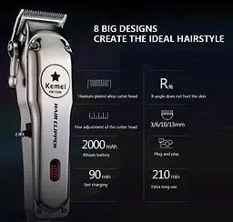 Машинка для стрижки волосся Barber Kemei Km-1996 - мініатюра 9