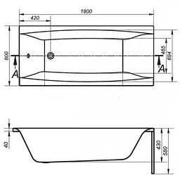 Ванна акрилова Cersanit Virgo 180x80 з ніжками S301-103 - мініатюра 7