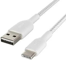 Кабель Belkin USB-A > USB-C заряджання/синхронізації 2м, 15Вт, Type-C, плетений, білий - мініатюра 3