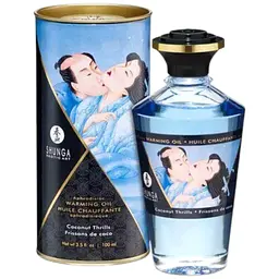 Розігріваюче масло Shunga Aphrodisiac Warming Oil Coconut Thrills без цукру, смачне 100 мл