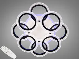 Стельова LED-люстра з пультом, диммером та підсвічуванням 135 Вт Diasha 2408/4+4BK LED 3color dimmer