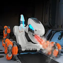 Дитячий восьмиколісний динозавр на радіокеруванні SHT 2590 2.4G (with 2 remote) Grey / Orange - мініатюра 6
