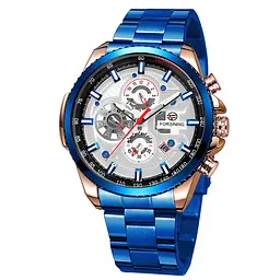Чоловічий наручний годинник 6909 Blue-Cuprum-White Forsining acs0031391