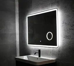Дзеркало Dusel DE-M3051 75x100CM збільшувальна лінза + сенсорне включення + підігрів+ годинник / температура, Білий - мініатюра 5