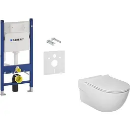 Комплект інсталяція Geberit Duofix 3 в 1 458.126.00.1 + унітаз підвісний Roca Meridian A34H240000 з кришкою Soft Close, Білий